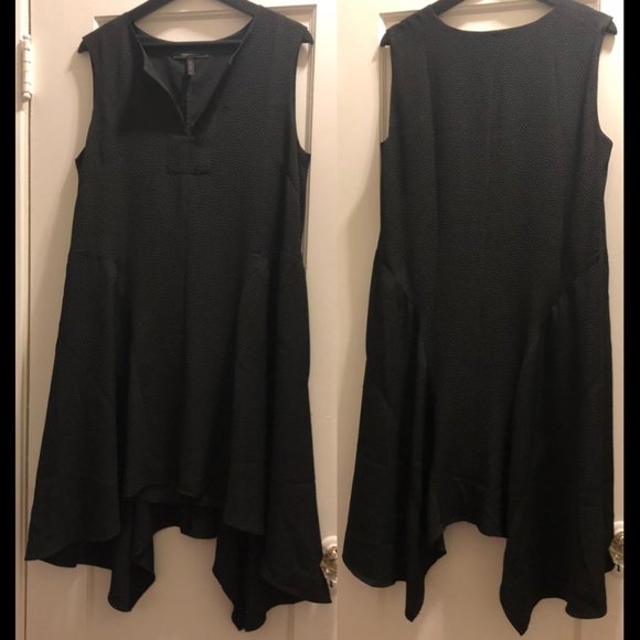 New BCBGMaxAzria Bette jacquard minimalist notch collar boxy high-low mini dress - Picture 6 of 16